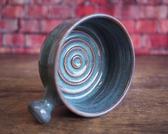 Apothecary-Style Blue Shaving Mug | Stoneware | Handmade Shaving Mug | Wet Shaving | Gift | Pottery |