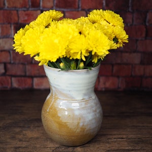 Rustic Brown and White Flower Vase Ceramic Vase Ceramic Bottle Handmade Pottery image 1