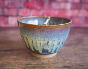 Dinner Bowl in Blue Drip