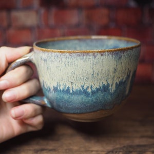 Tasse à soupe Tasse bleue Grès Mug en céramique fait main Cadeau Poterie Prêt à expédier image 1