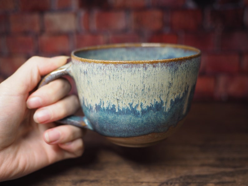 Tasse à soupe Tasse bleue Grès Mug en céramique fait main Cadeau Poterie Prêt à expédier image 1