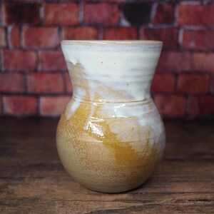 Rustic Brown and White Flower Vase Ceramic Vase Ceramic Bottle Handmade Pottery 画像 5