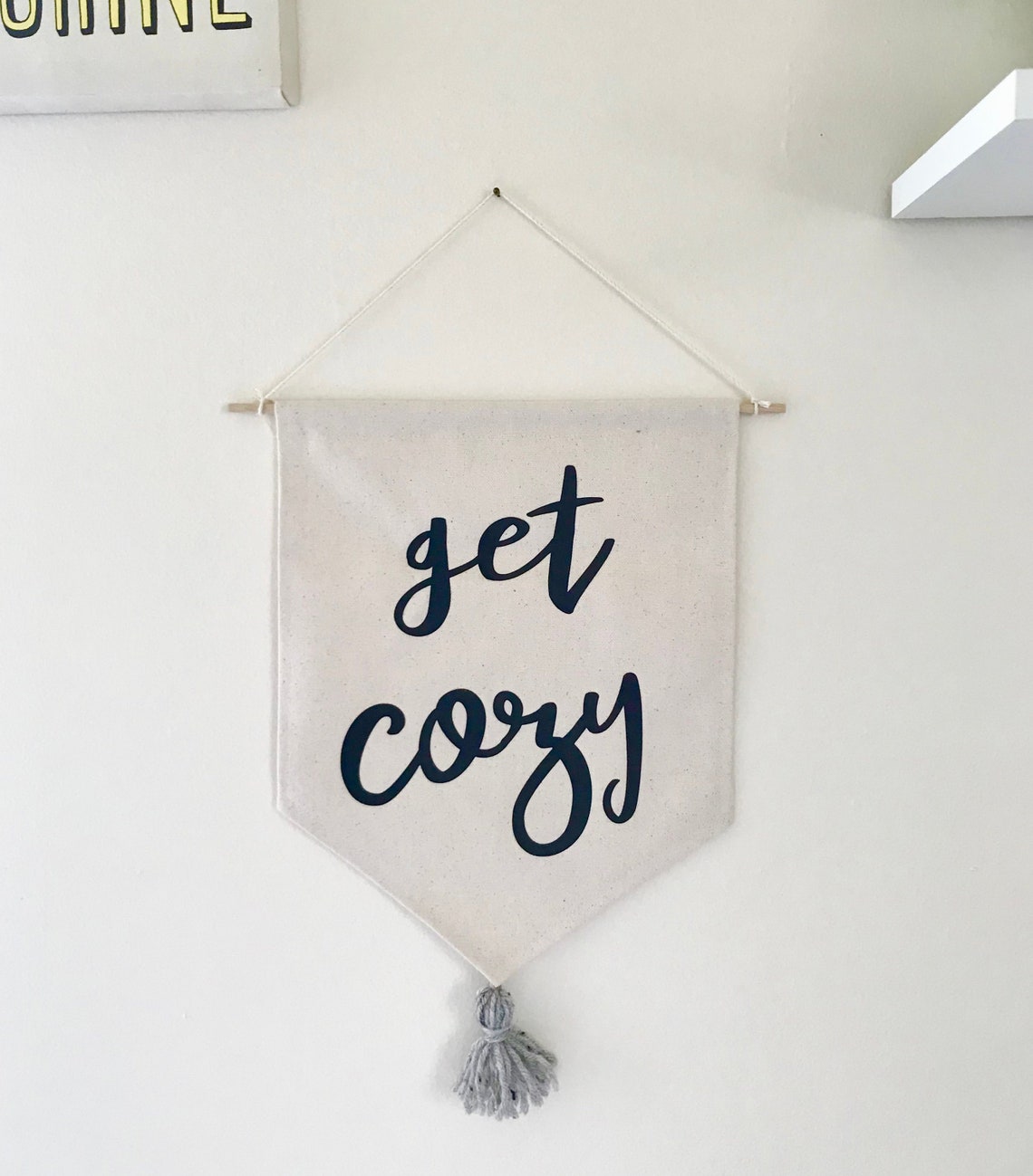 Canvas Banner Wall Hanging Medium Size Get Cozy Etsy