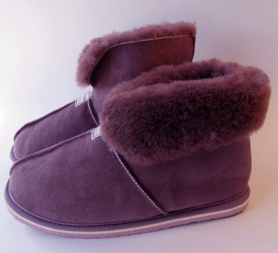 purple sheepskin boots