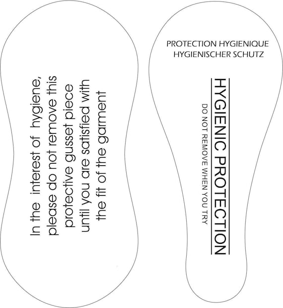 500 Hygiene Protection Adhesive Labels for Swimwear//Underwear Black Print