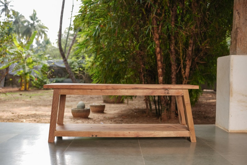 Reclaimed Wood Bench, Recycled Wood Bench With Shelf, Farmhouse Decor ...