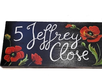 Hand-Painted Wooden House Sign – Personalized Front Door Plaque