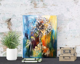 Dandelion Abstract Painting, original oil painting home decor original oil painting on canvas