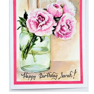 Cartão de aniversário flores personalizado cartão pintado à mão cartão - pintado à mão projetado por Herminart
