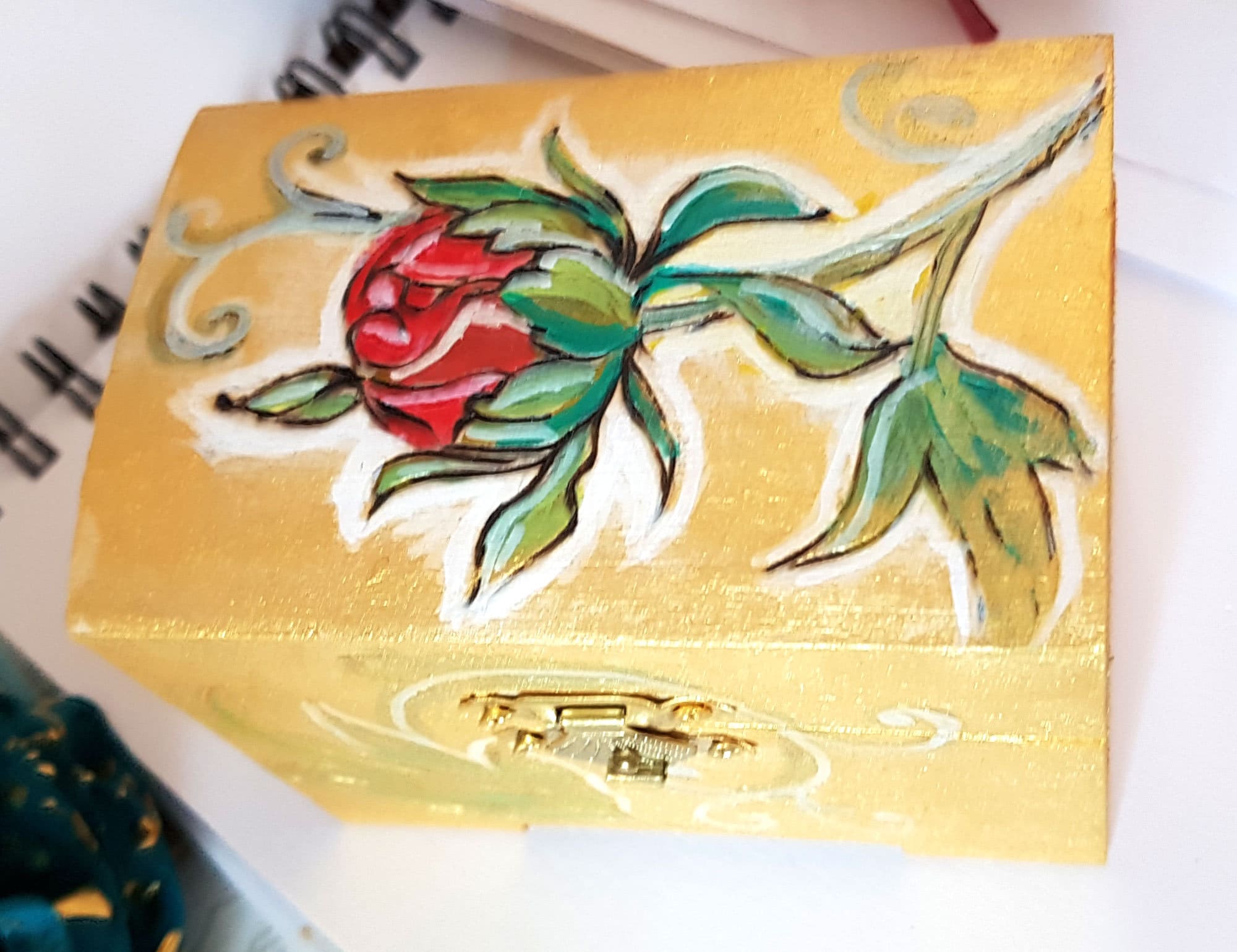 Hand painted wooden jewellery/jewelry box with a peony flower Etsy