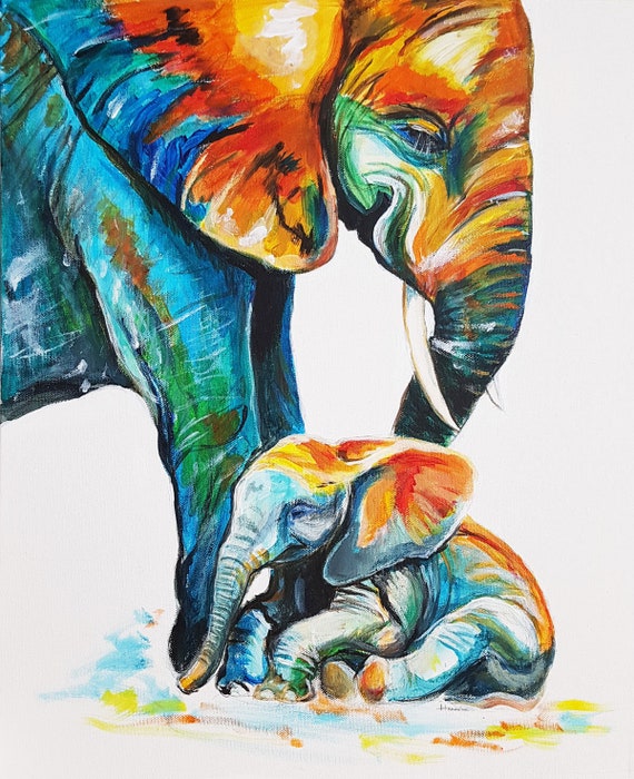 Elephant Art Canvas Painting - Elephant Painting for Sale