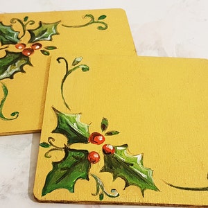 Christmas Hand painted coaster baubles special gift for Christmas gift for home decor set of 4