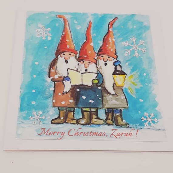Personalised Gnomes Christmas Card Cute Gnomes Christmas Card