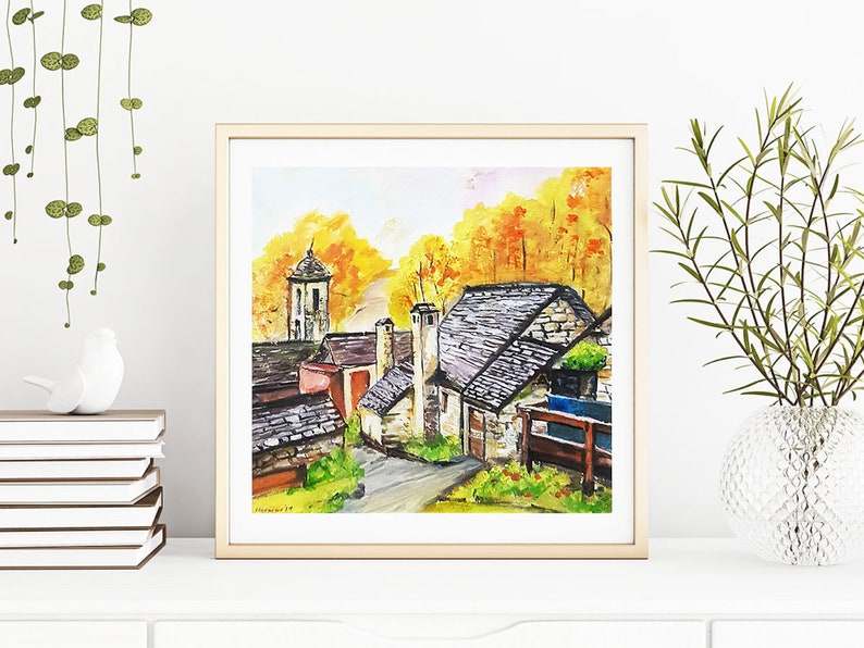 Store Original painting watercolour cottage painting beautiful landscape illustration