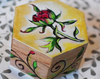 Original Hand painted wooden box /jewellery box with a personalised design design gift for her, or for a girl