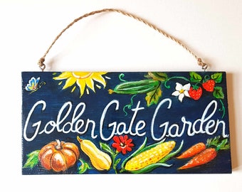 Segno da giardino personalizzato dipinto a mano - Qualsiasi messaggio Targa appesa - Targa appesa da giardino