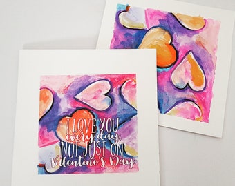 Greeting card Funny Valentines Day Card Watercolour hand made, personalised Valentines card Valentine Card for Husband Wife, , Love you Card