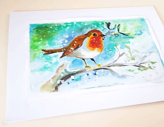 Weihnachtskarte Für Ehemann – Mit Rotkehlchen & Mistelzweig, Personalisiert, Hergestellt In UK
