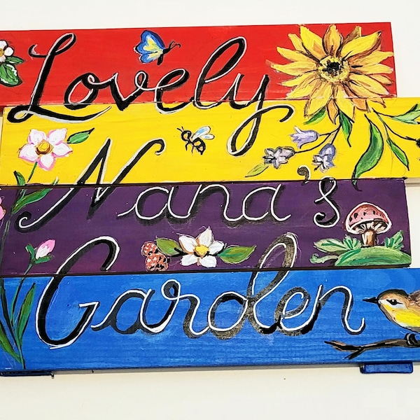 Hand painted Personalised garden sign- Any message Hanging plaque -Garden hanging Plaque