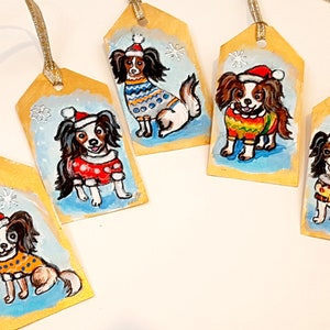Regali di Natale Tag Originali Dipinti a Mano di 3,4 o5/ Tag di Natale Fatti a mano/Cartoline di Natale/Carta Kraft marrone/Pupazzi di neve, uccelli