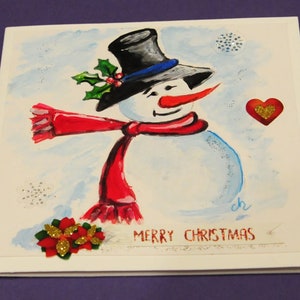 Feito à mão Saudação Natal Bonecos de neve pintados à mão Seson Greetigs Cartão festivo personalizado