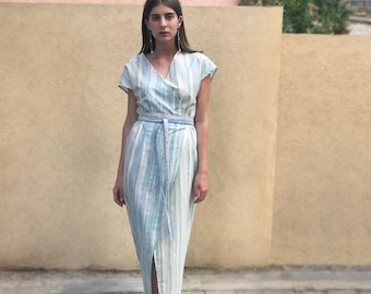 Dress For Women, Wrap Dress, Striped Dress, Maxi Dress, Long Dress, Boho Bridesmaid Dress, Kimono Dress, V Neck Dress, Loose Fit Dress