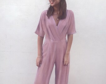 Jumpsuit Women, Bridesmaid Jumpsuit, Wedding Guest Jumpsuit, Kimono Jumpsuit, Wide Leg Jumpsuit, Japanese Clothing, Pink Jumpsuit, Overall