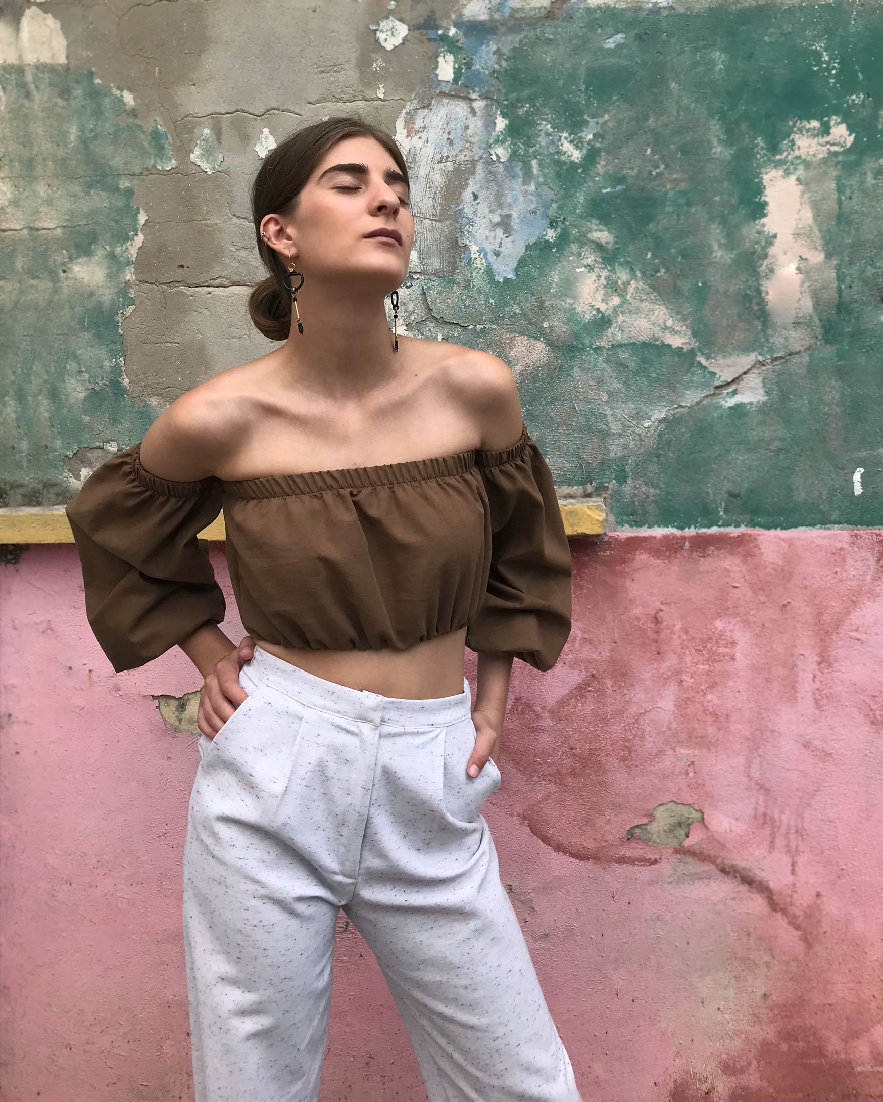 Linen Crop Top Brown Linen Top off Shoulder Top Linen - Etsy