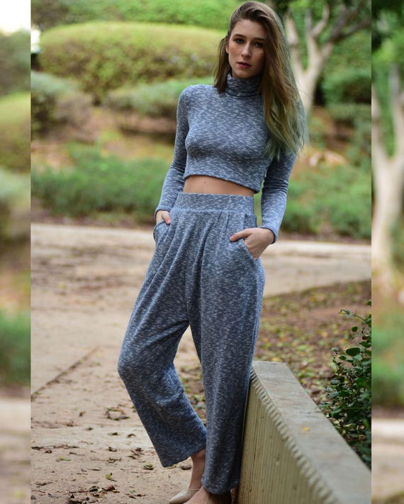 Crop top sweater with high waisted jeans best sale