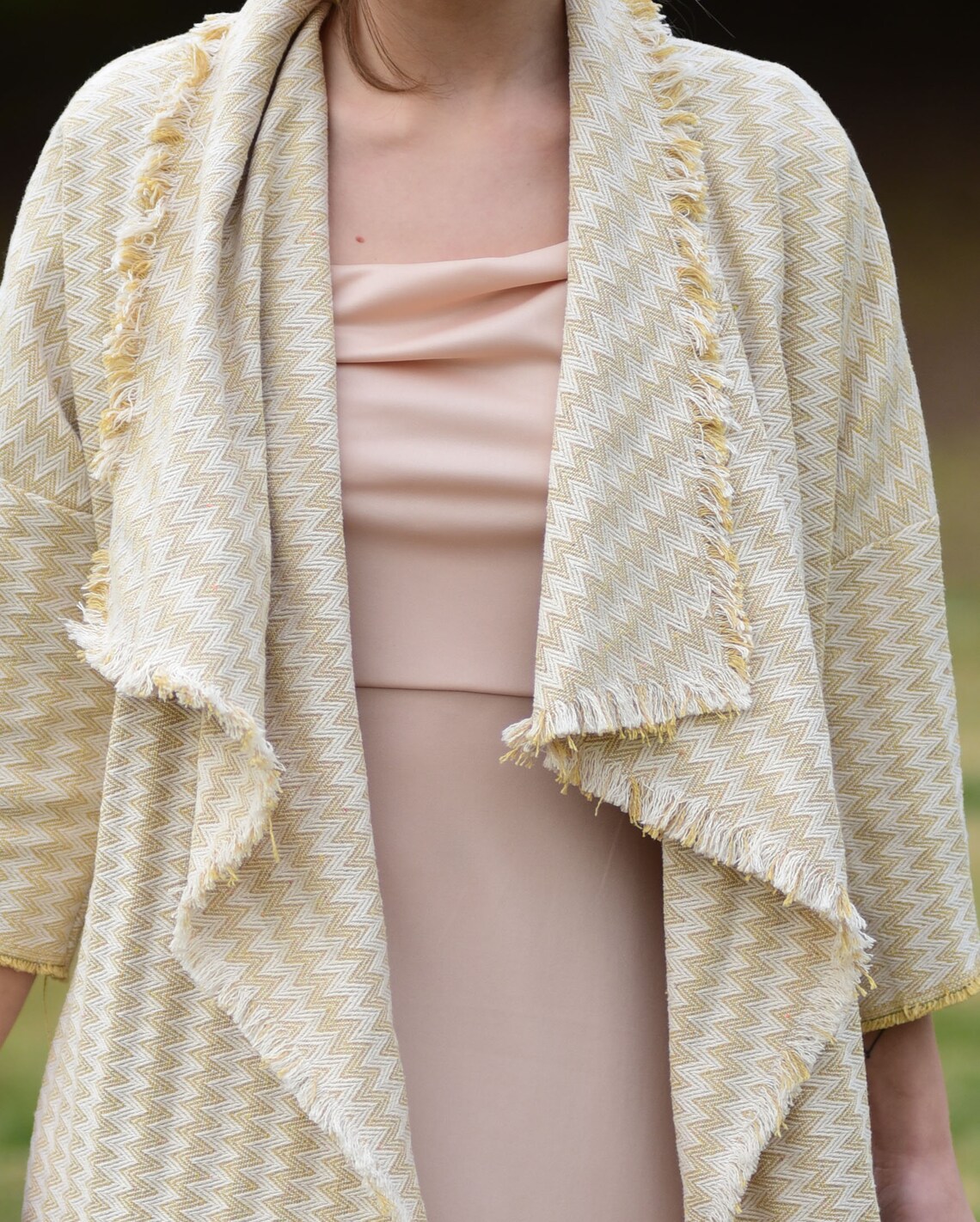 Blue Evening Jacquard Kimono Boho Fall Kimono Top Women | Etsy