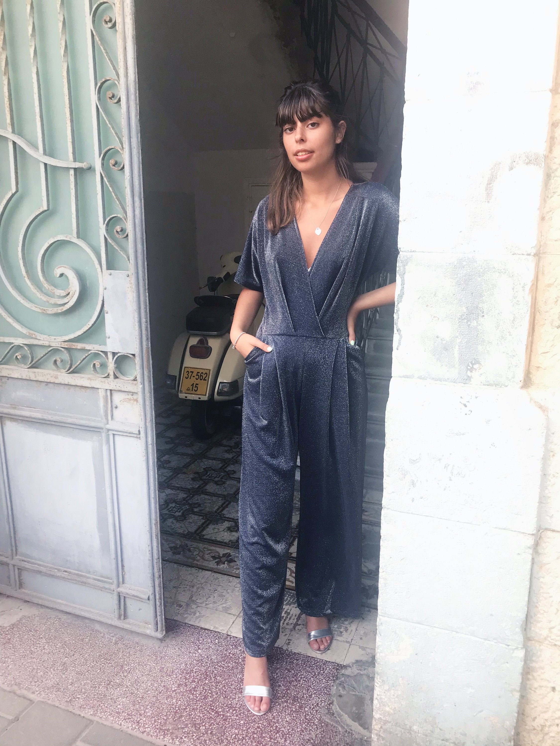 sparkly blue jumpsuit