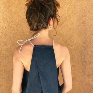 Women Top, Summer Top, Denim Top, Sleeveless Top, Extravagant Top, Denim Tank, Beach Top, Light Blue Top, Designer Top, Geometric Top image 8