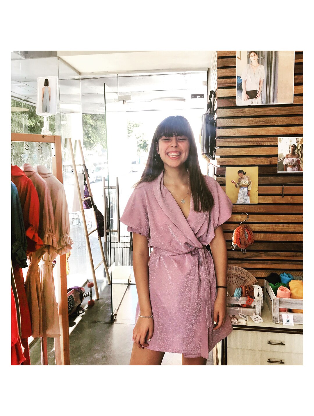 Pink Dress, Wrap Dress, Mini Dress, Short Dress, Puff Sleeve Dress ...