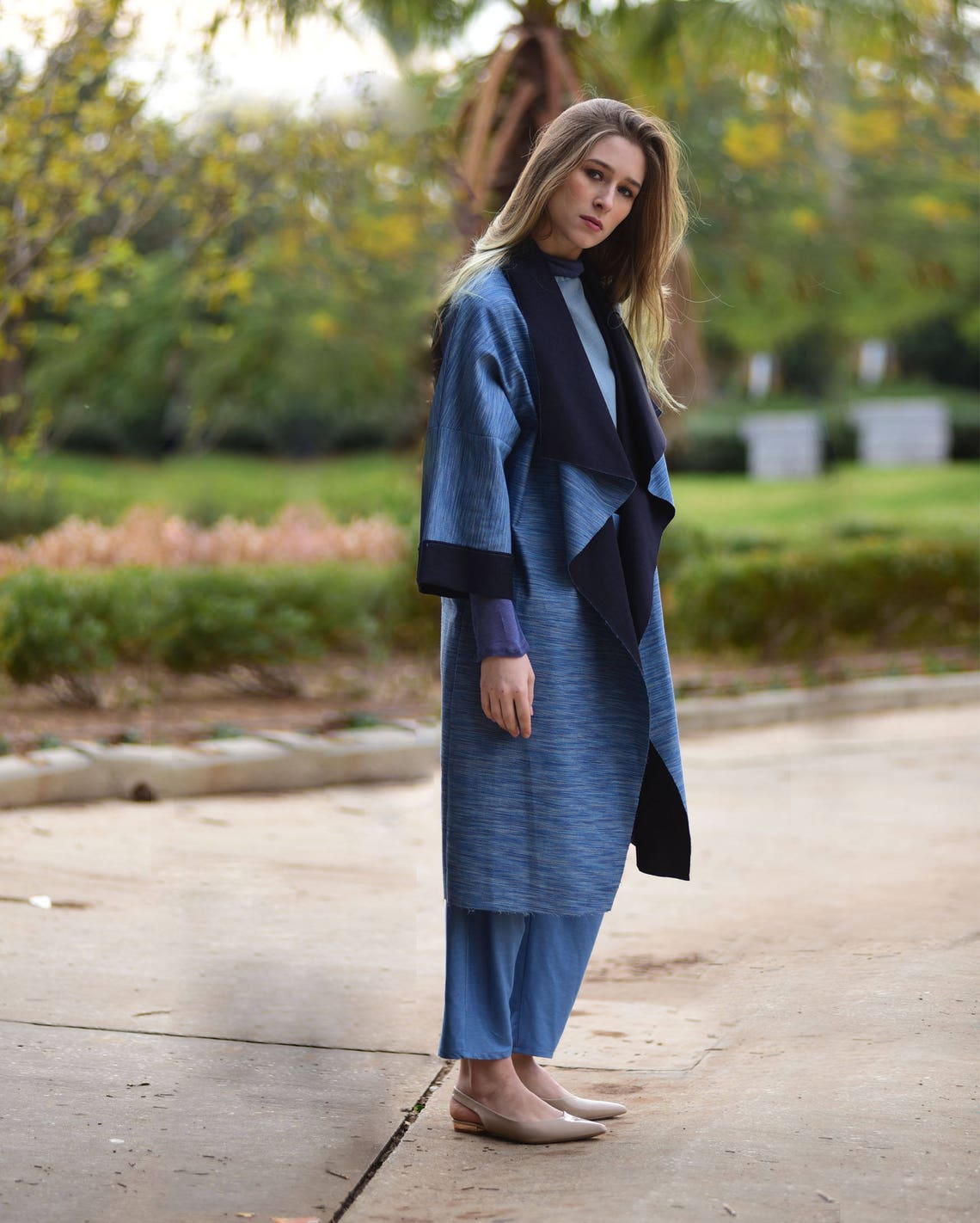 Blue Evening Jacquard Kimono Boho Fall Kimono Top Women | Etsy