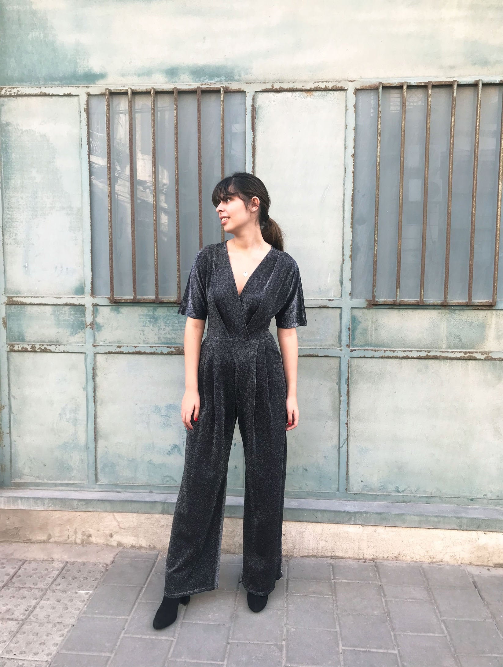 Black Sparkle Jumpsuit Kimono Jumpsuit 