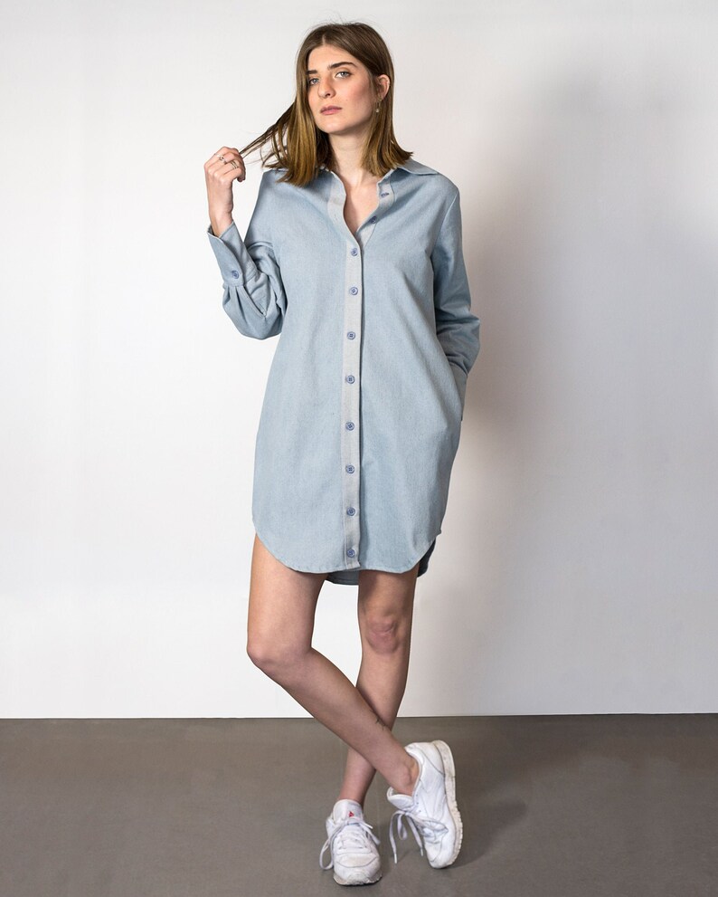 Denim Shirt Dress Button up Dress Women Shirt Dress Blue Etsy Israel