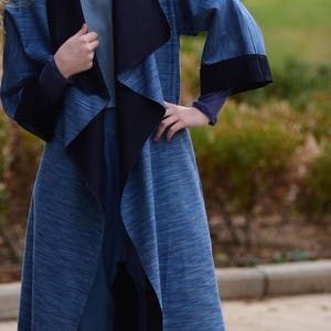 Denim Coat, Kimono Coat, Japanese Clothing, Light Blue Coat, Boho Kimono, Japanese Kimono Coat, Denim Clothing, Long Coat, Maxi Coat image 5