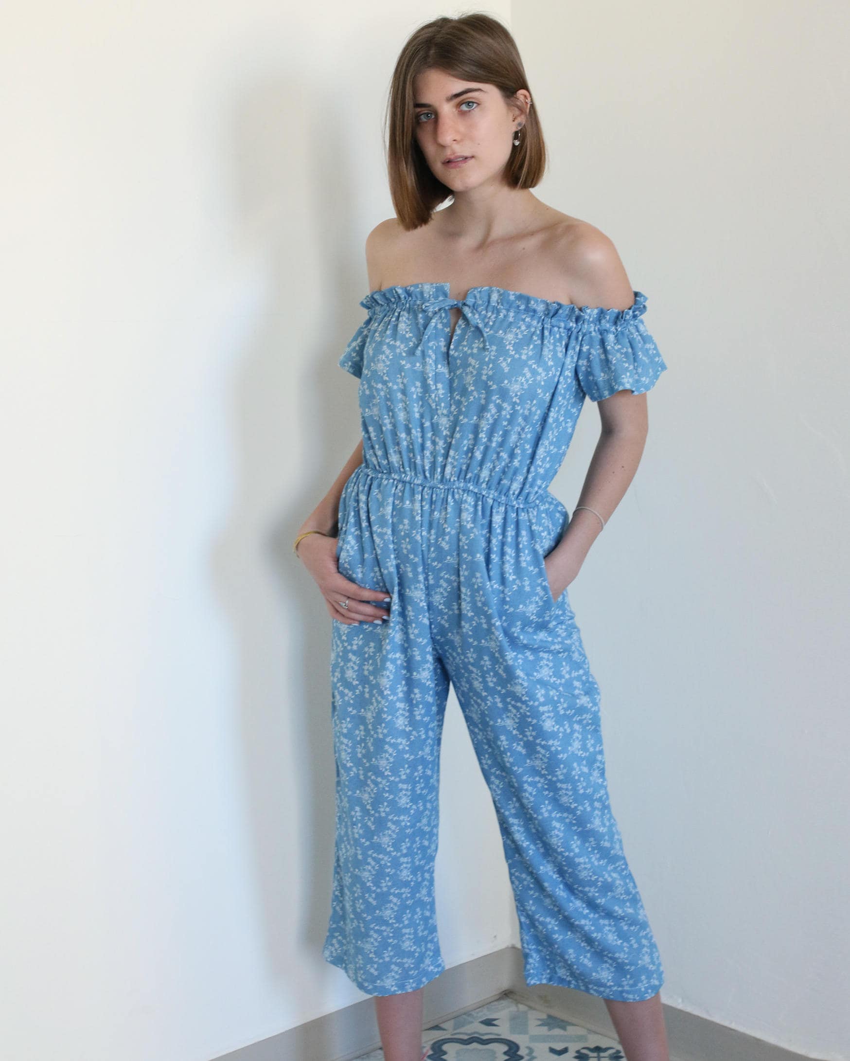 Denim Jumpsuit Light Blue Jumpsuit Wide Leg Jumpsuit Women Etsy