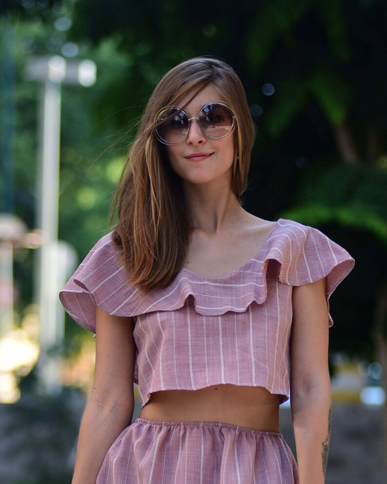 Open Back Top Summer Top Linen Top Women Top Ruffle Top Etsy