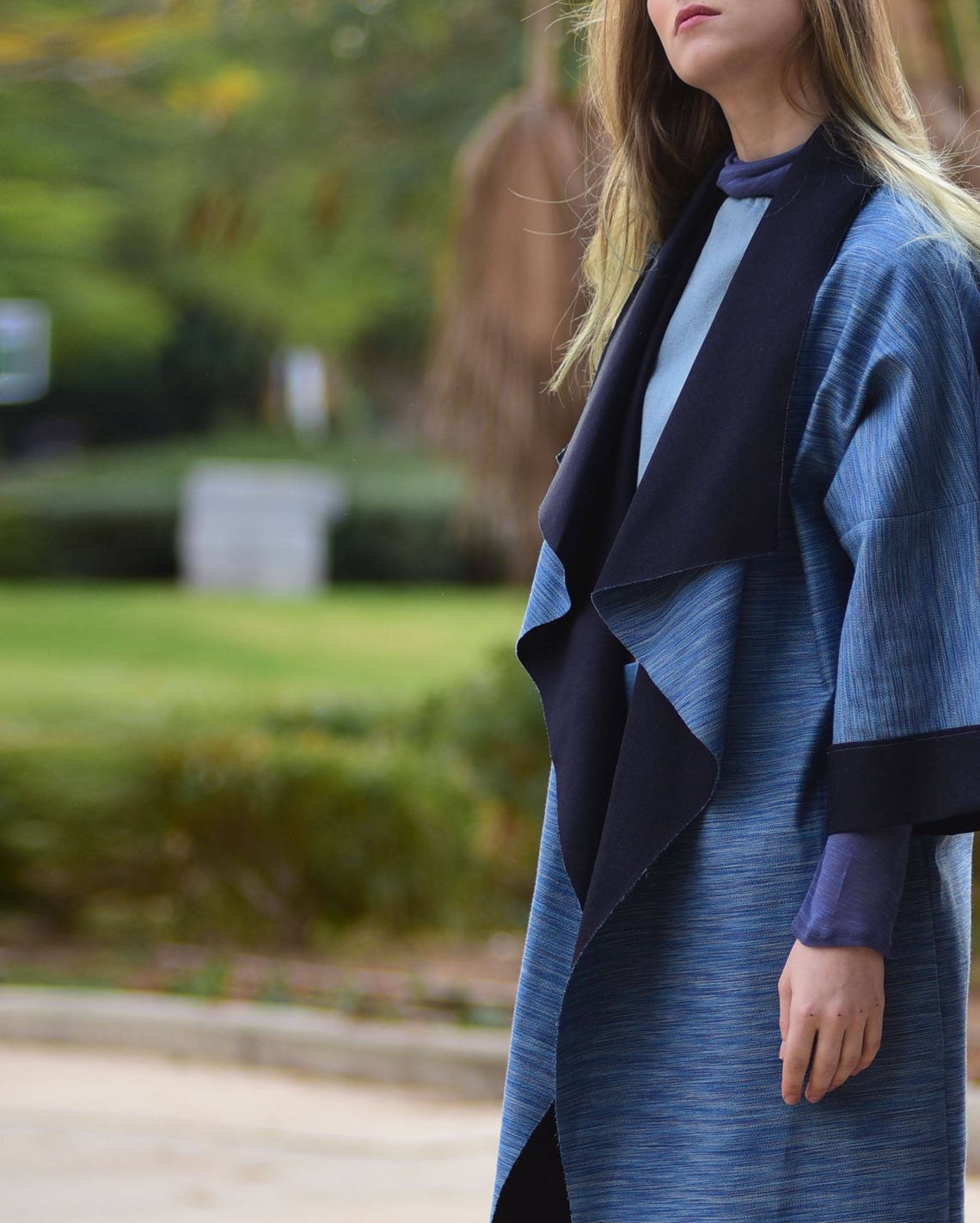 Blue Evening Jacquard Kimono Boho Fall Kimono Top Women | Etsy