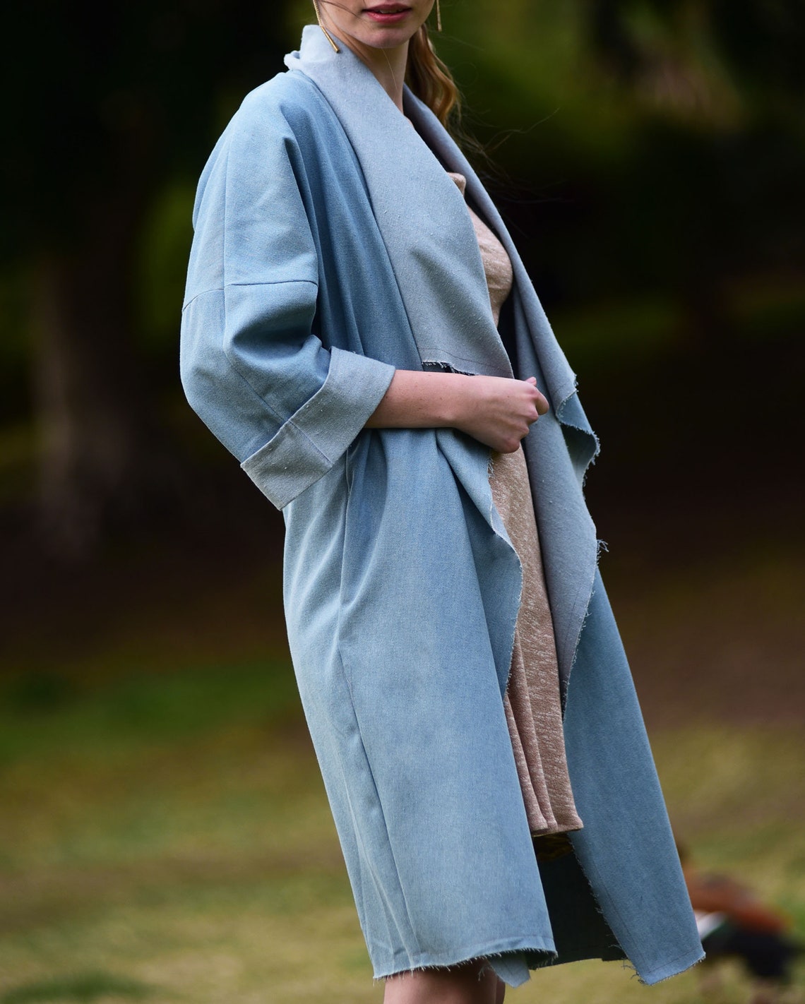 Blue Evening Jacquard Kimono Boho Fall Kimono Top Women | Etsy