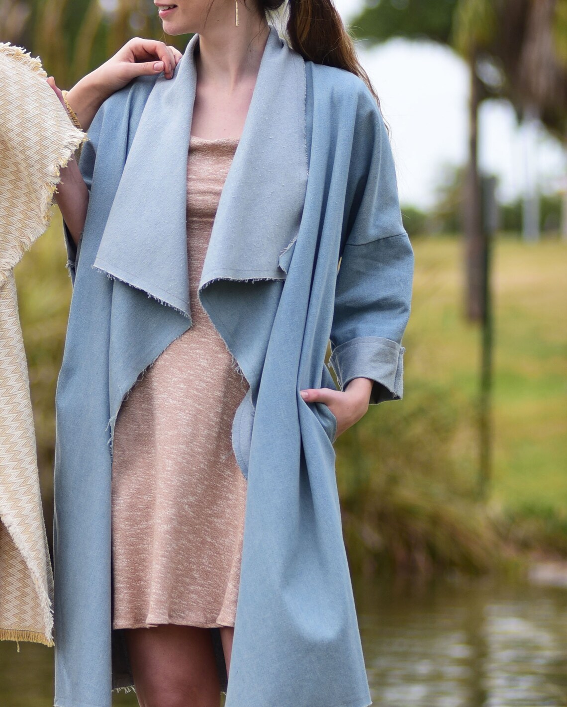 Blue Evening Jacquard Kimono Boho Fall Kimono Top Women | Etsy