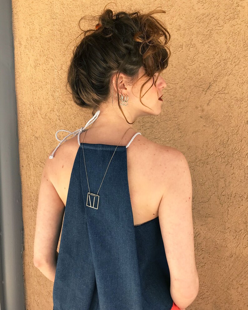 Women Top, Summer Top, Denim Top, Sleeveless Top, Extravagant Top, Denim Tank, Beach Top, Light Blue Top, Designer Top, Geometric Top image 7