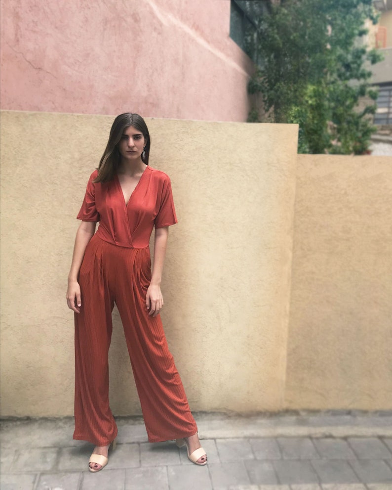 Jumpsuit Women Wrap Jumpsuit Blue Jumpsuit Bridesmaid Etsy