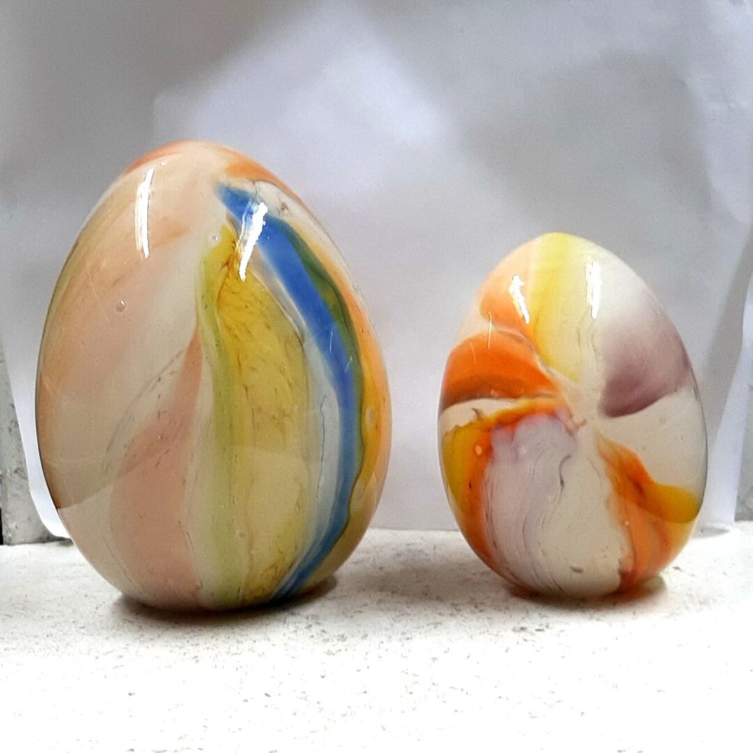 Hand Blown Glass Eggs.glass Figurine.glass Pysanka. Etsy