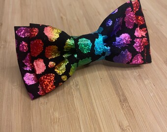 Glitzy Rainbow Dog Bow Tie