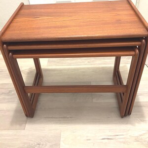 MCM Danish Wood  Nesting Tables Attributed  to Arne Hovmand Olsen for Mogens Kold Möbler, Set of Three Read Description