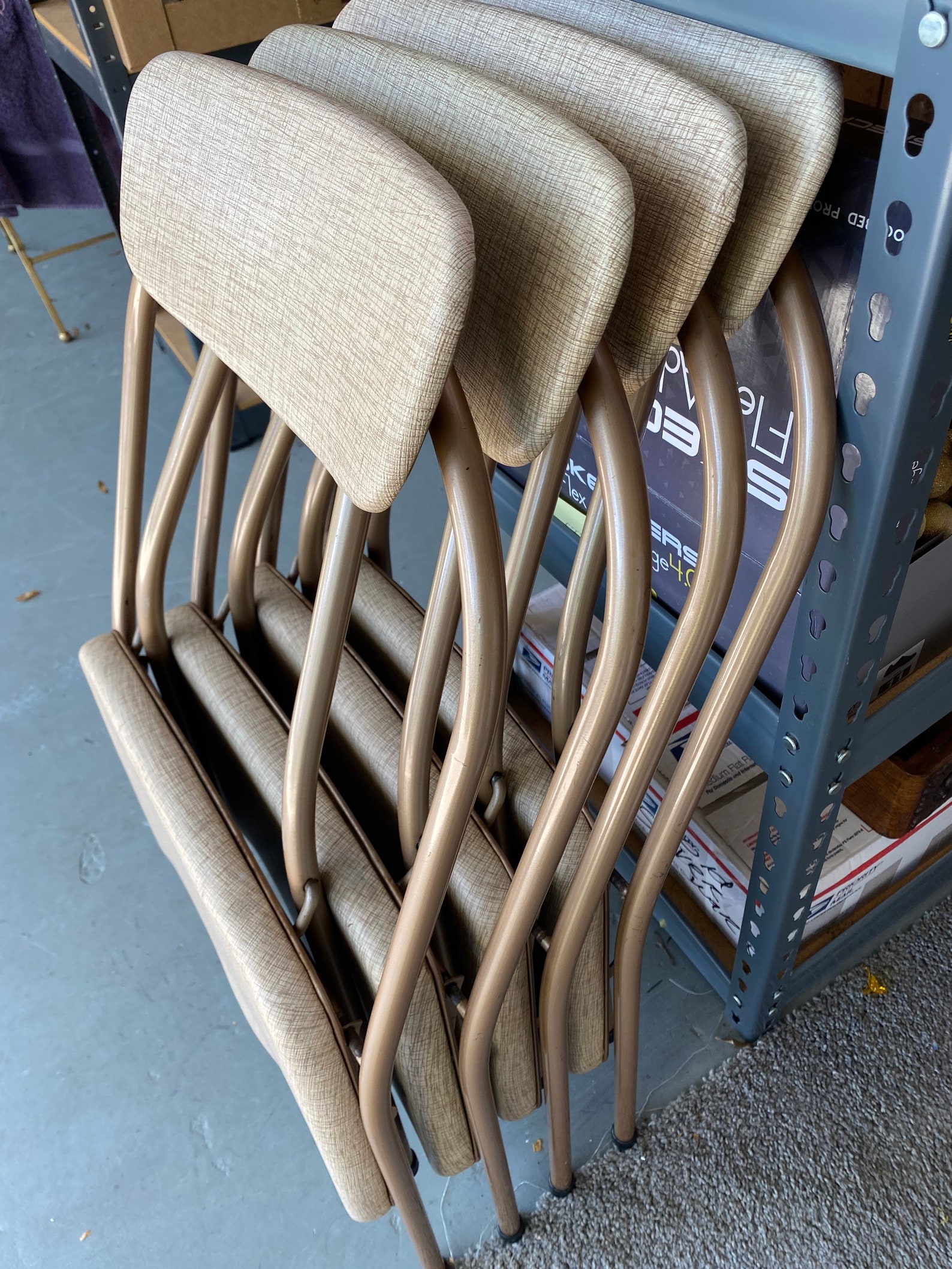 Cosco Card Table and 4 Folding Metal Chairs Padded Vinyl Seats Etsy