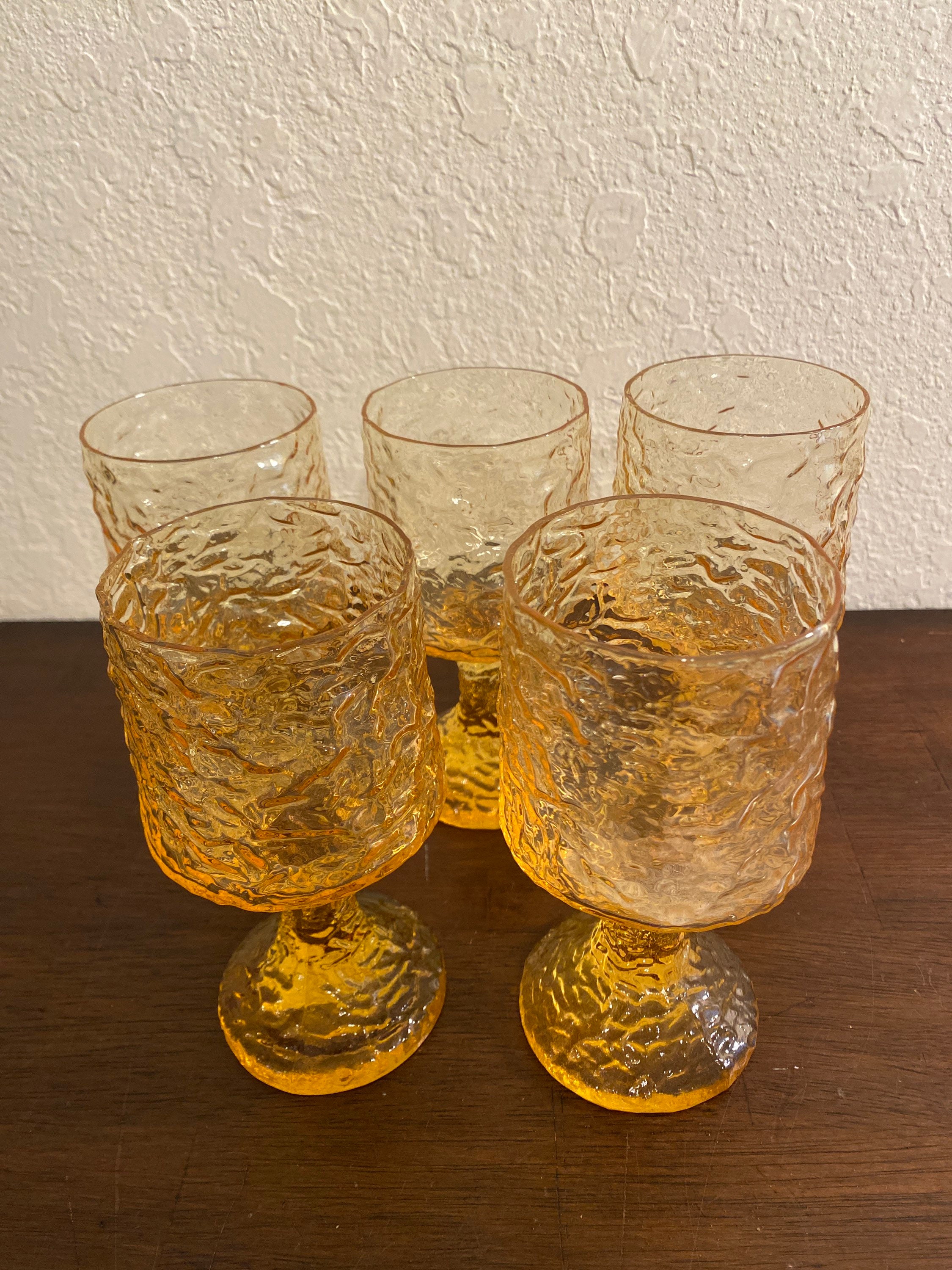 Vintage Textured Amber Water Goblets ...