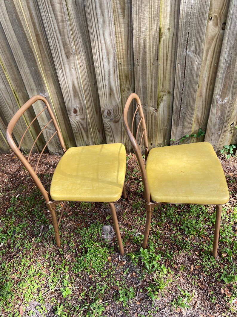 Cosco Folding Metal Chairs Vinyl Seats Set of Four Gatefold or Etsy
